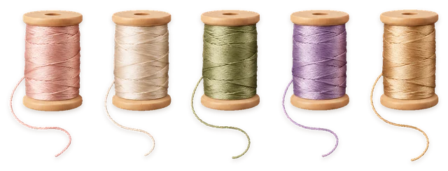 Five spools of silk thread: blush, ivory, sage, lavender and champagne