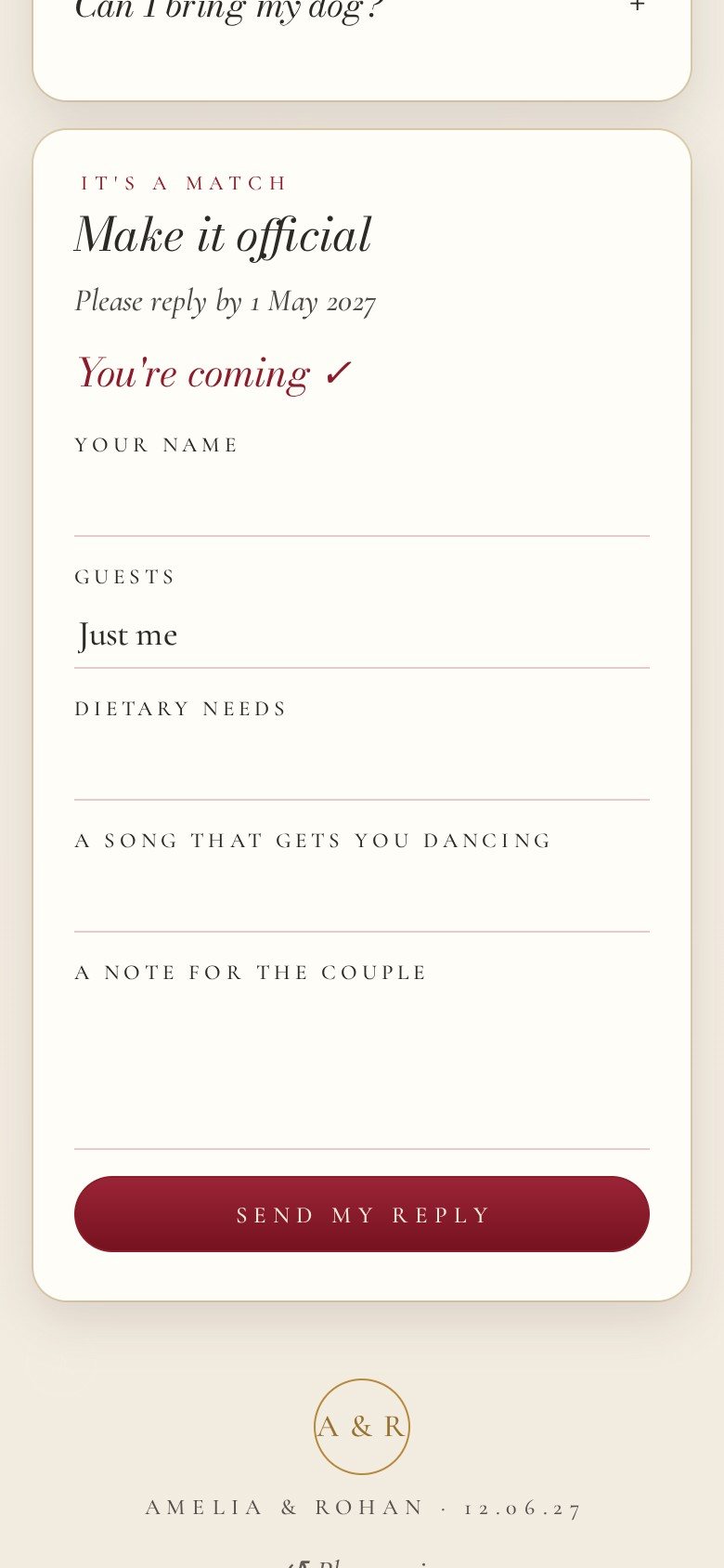 It's a Match — Make it official