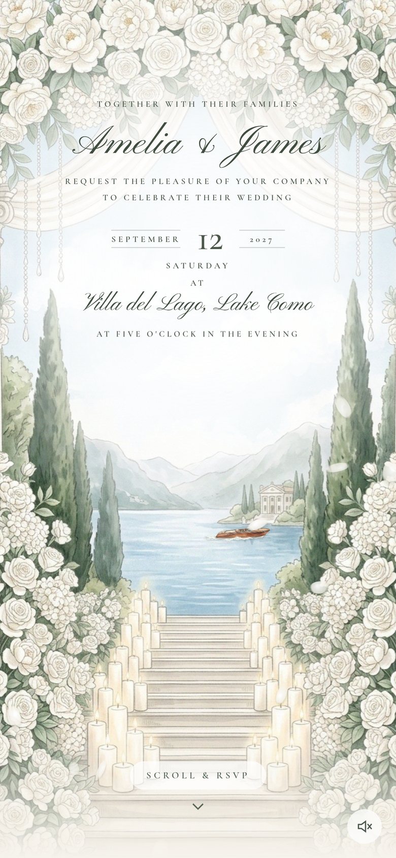 Lake Como animated wedding invitation