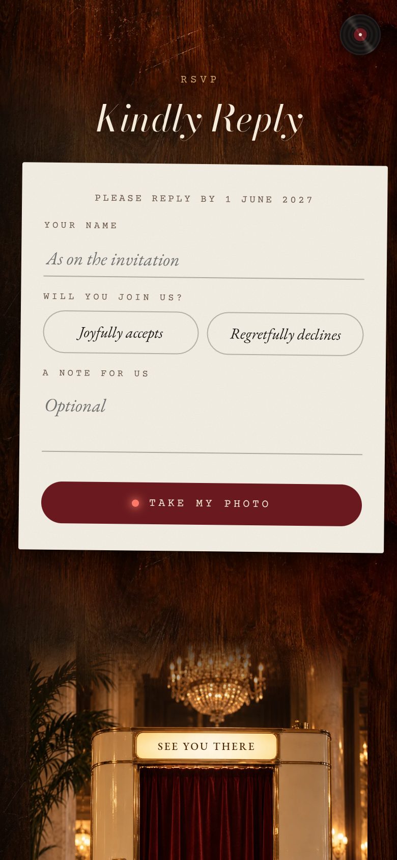 The Photo Booth — Kindly reply