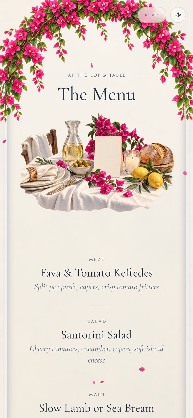 Santorini — The menu