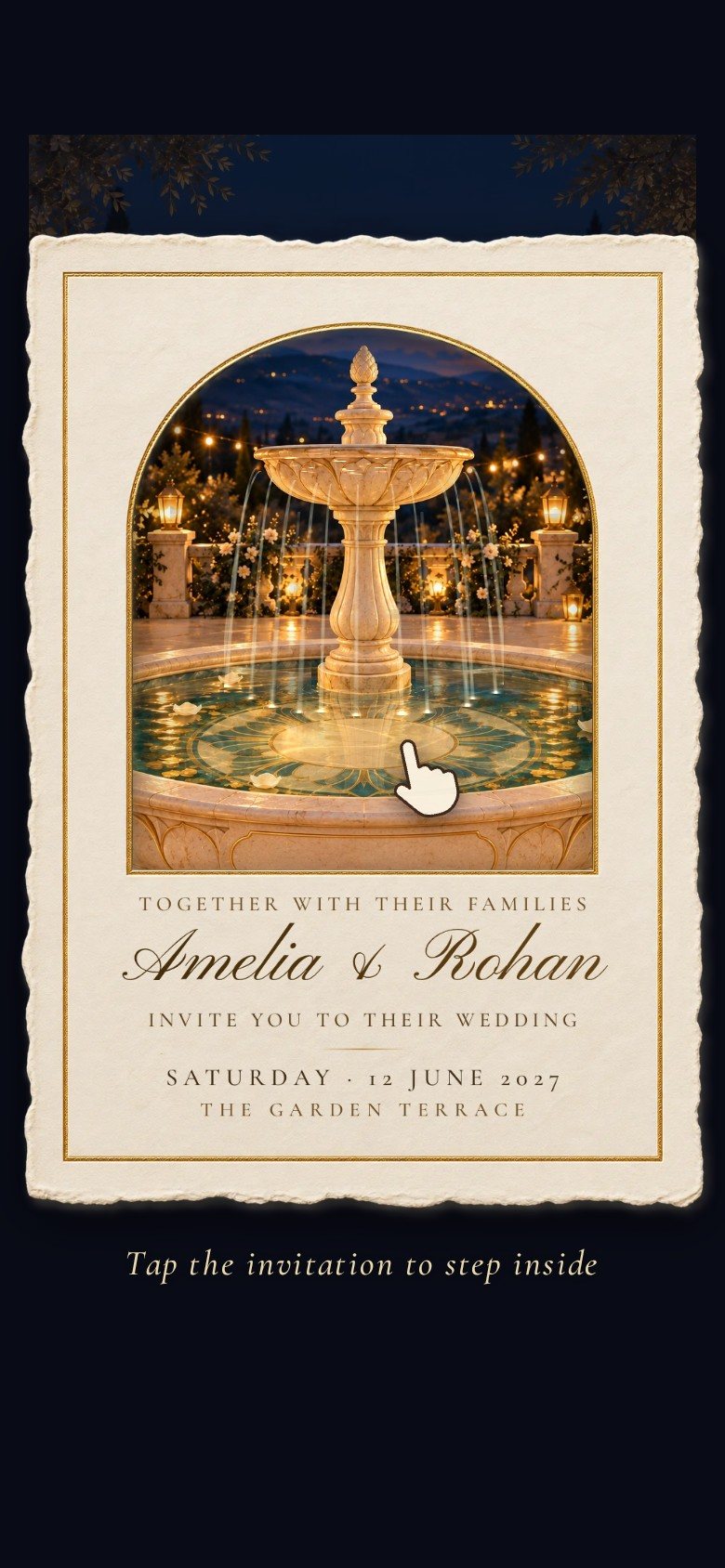 The Wishing Fountain invitation, closed