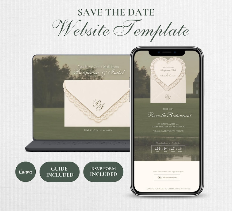 Old Money Lace save the date website template